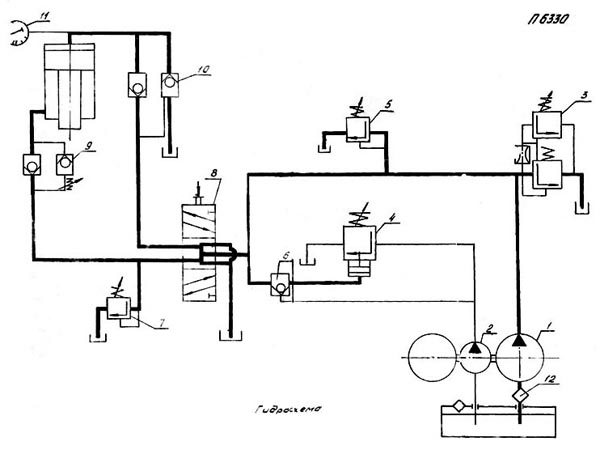 П6330 Гідросхема гідравлічного пресса